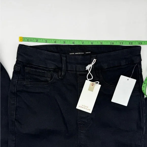 Good American Power Stretch Pull-On Straight Ankle Black Jeans, Size Small NWT - Picture 4 of 16